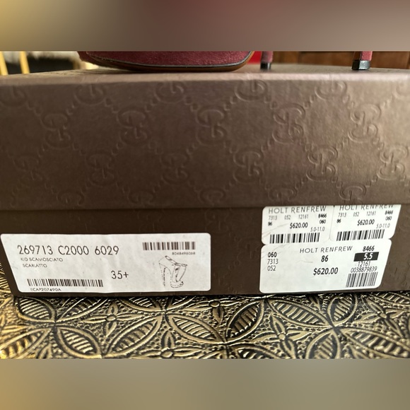 Gucci Suede Wine colour, peep toe Mary Jane high heel platforms. Size 5.5 - Picture 6 of 6